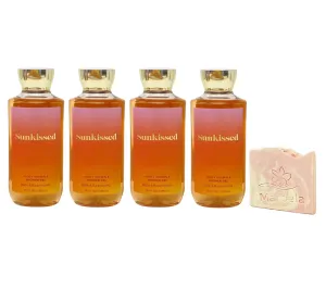 Bath & Body Works Sunkissed 4 Pack Shower Gel Bundle with a Himalayan Salts Springs Sample Soap