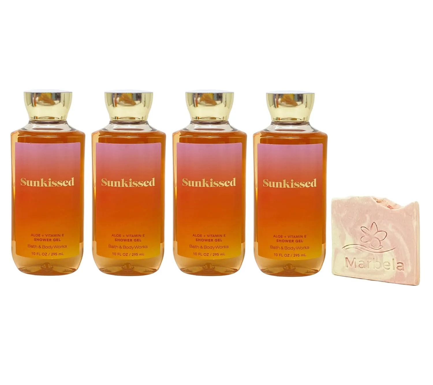 Bath & Body Works Sunkissed 4 Pack Shower Gel Bundle with a Himalayan Salts Springs Sample Soap