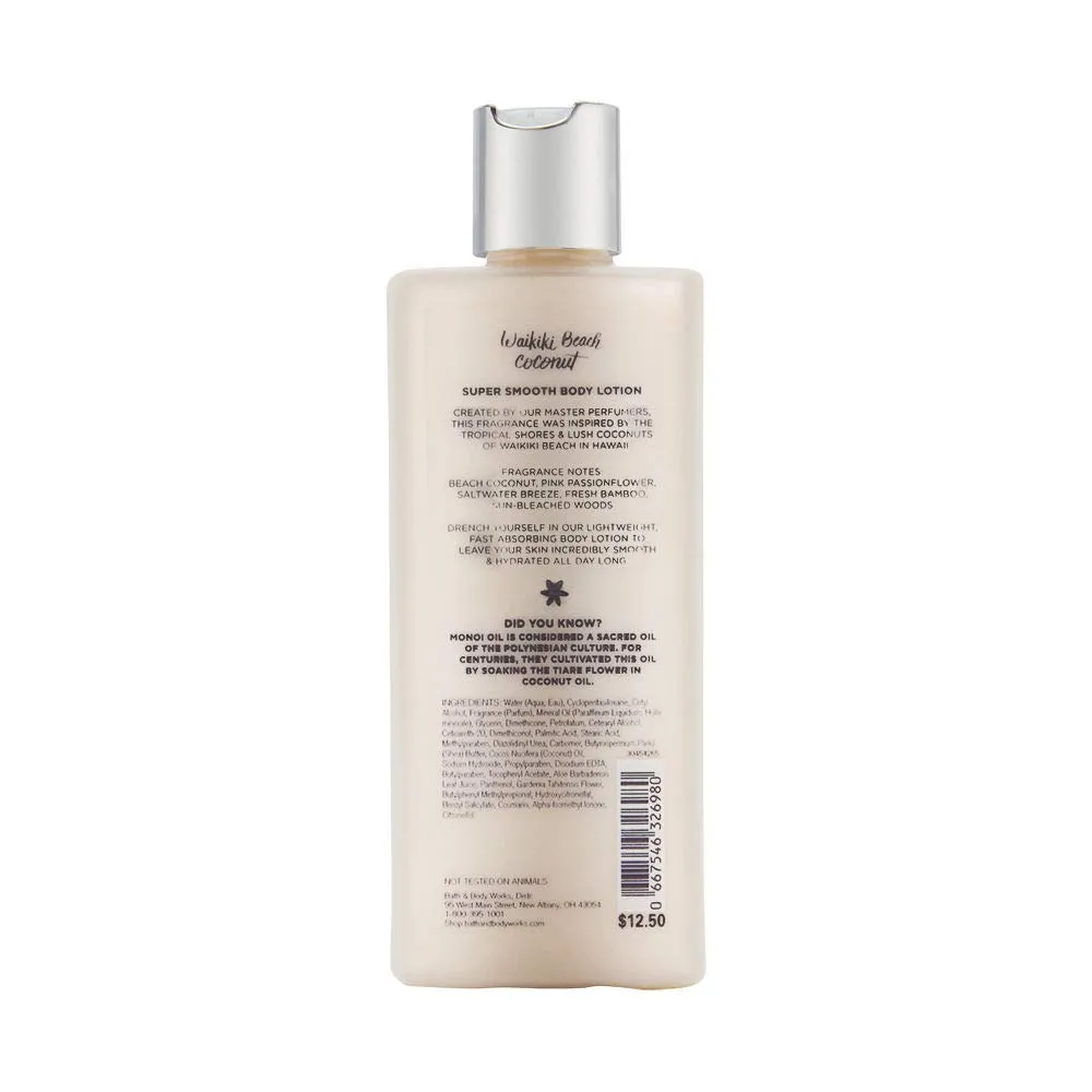 Bath & Body Works Waikiki Beach Coconut Super Smooth Body Lotion, 8 Ounce