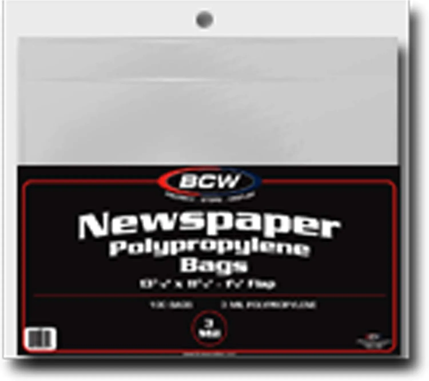BCW Newspaper Bags | Protect Collectible Newspapers | 1½"" Flap for Closure | 13 3/8 X 11 7/8 | Crystal Clear Polypropylene | Newspaper Protector Sleeves | Clear Sleeves for Art Prints or Newspaper
