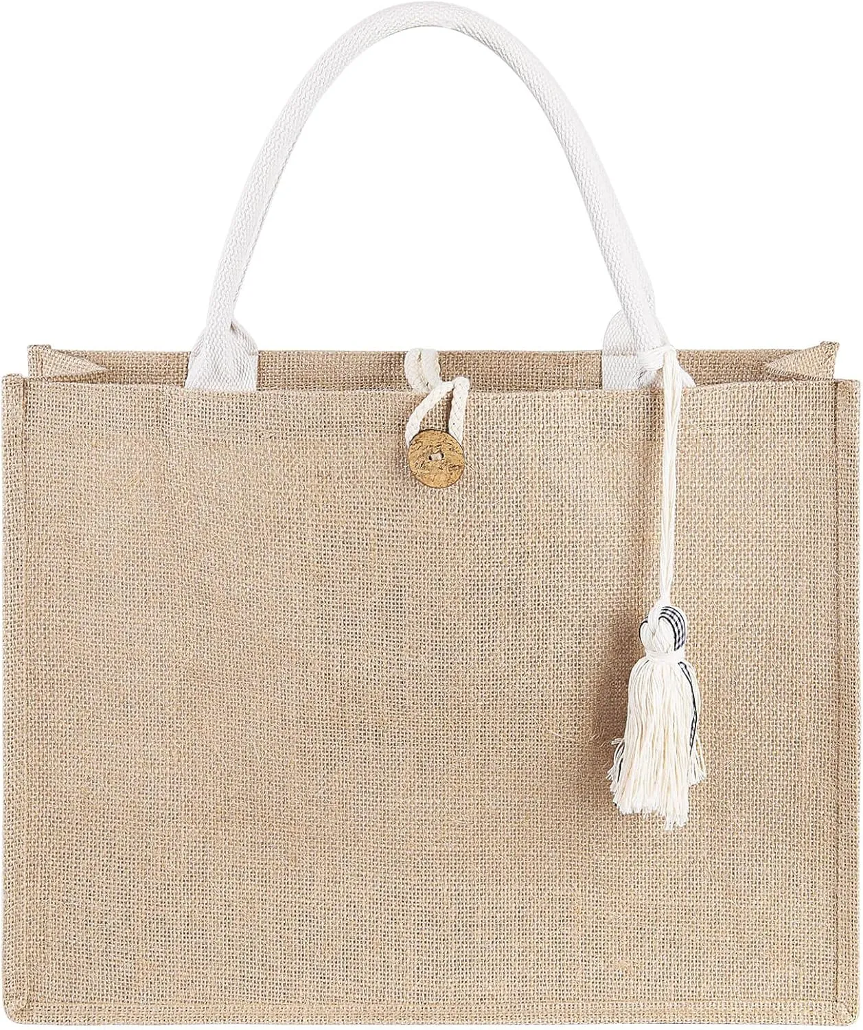 Beach Bag for Women, Straw Beach Tote Bag with Pocket Tassel Handle Waterproof Lining, for Summer Vacation Pool Gift
