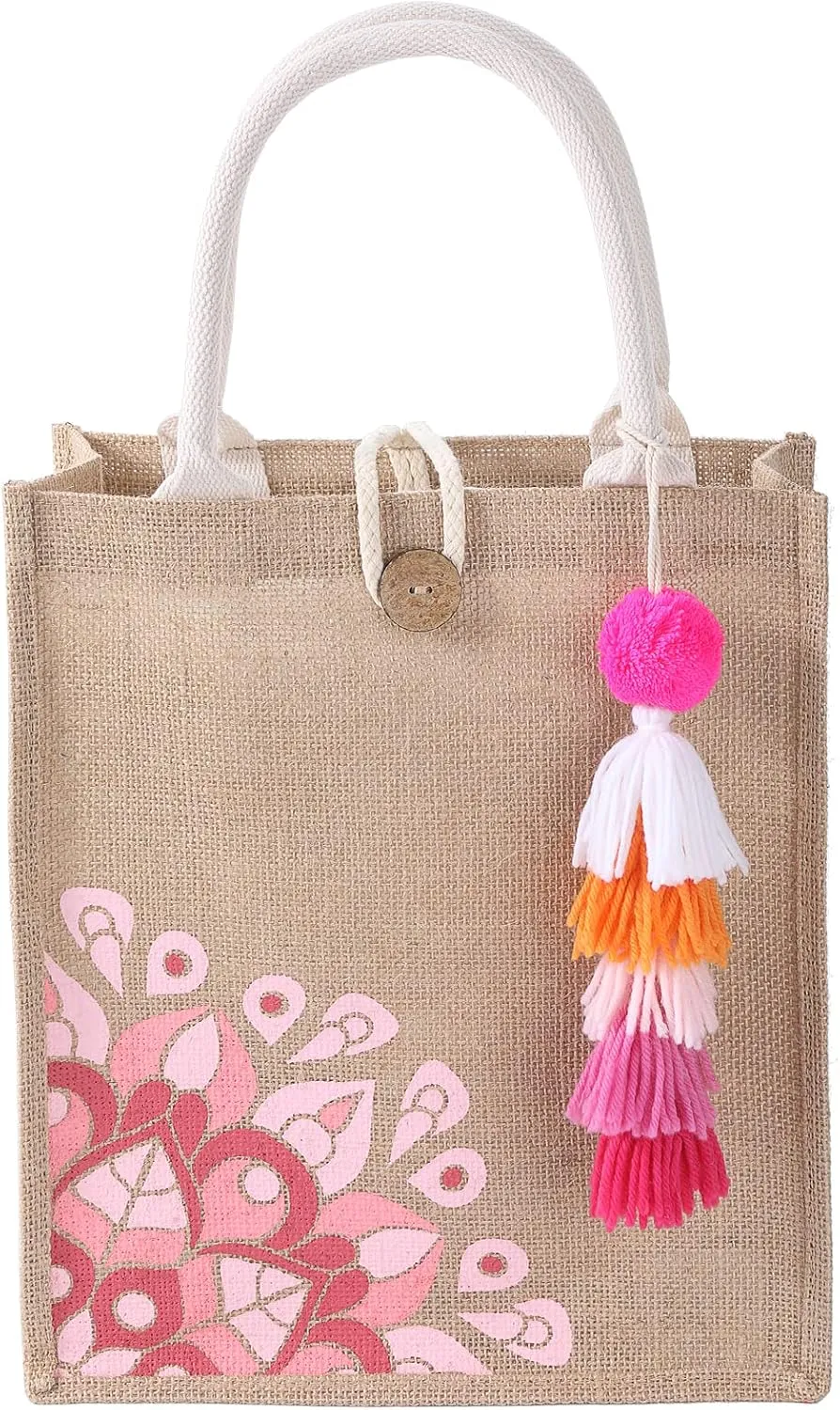 Beach Bag for Women, Straw Beach Tote Bag with Pocket Tassel Handle Waterproof Lining, for Summer Vacation Pool Gift