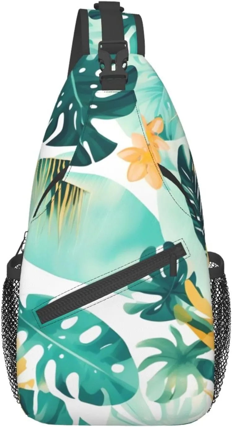 Beach Plantscape Unisex Casual Diagonal Chest Bag,Multipurpose Crossbody Shoulder Bag Travel Hiking Daypack