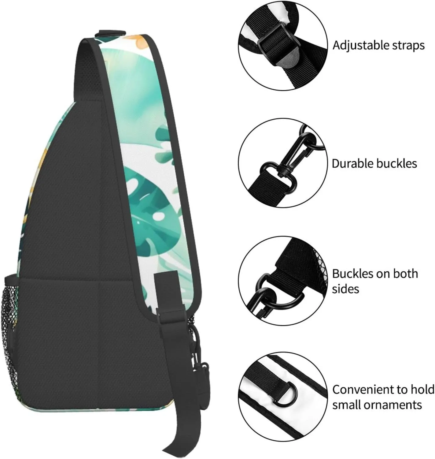 Beach Plantscape Unisex Casual Diagonal Chest Bag,Multipurpose Crossbody Shoulder Bag Travel Hiking Daypack