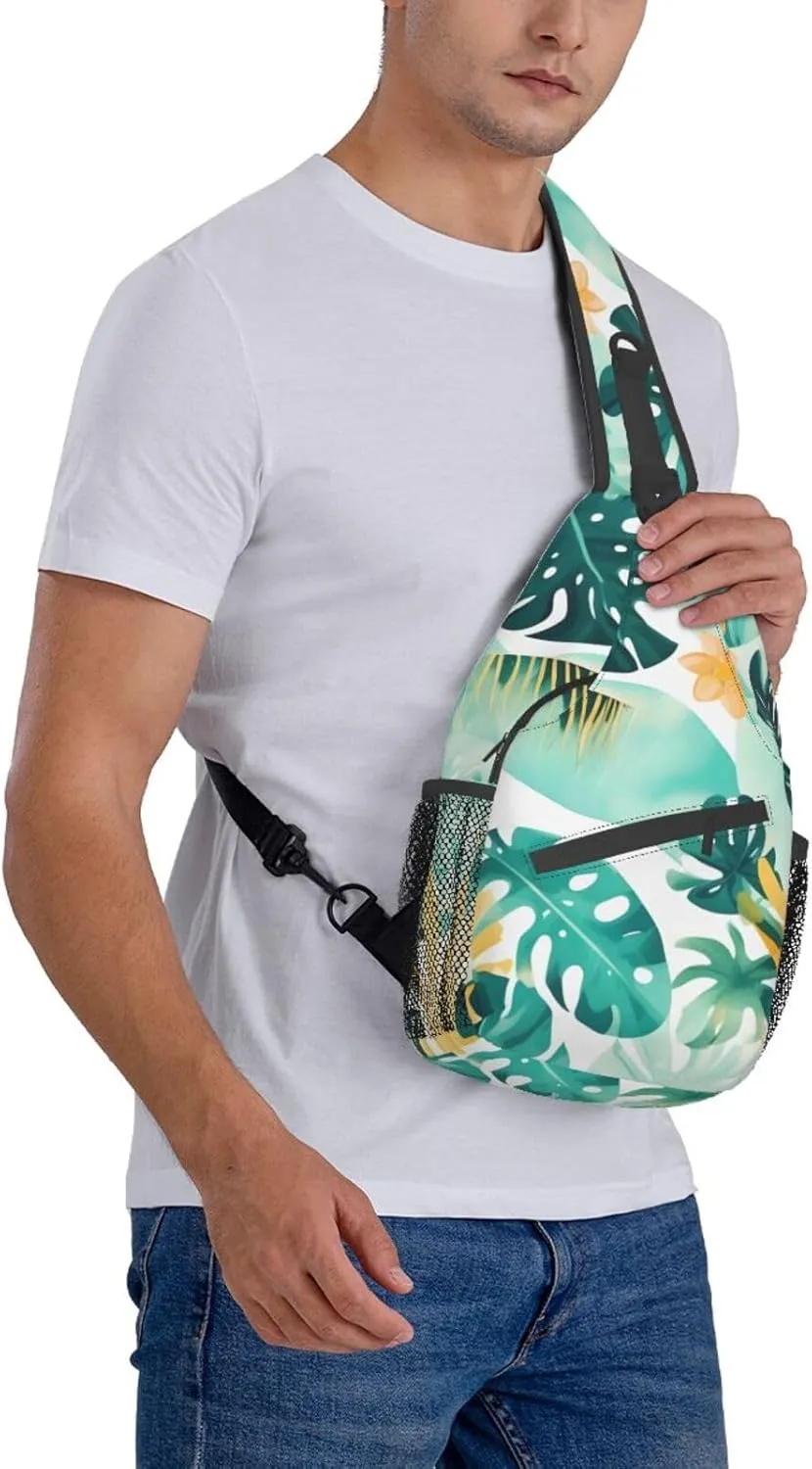 Beach Plantscape Unisex Casual Diagonal Chest Bag,Multipurpose Crossbody Shoulder Bag Travel Hiking Daypack