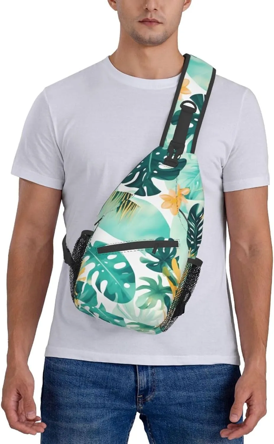 Beach Plantscape Unisex Casual Diagonal Chest Bag,Multipurpose Crossbody Shoulder Bag Travel Hiking Daypack