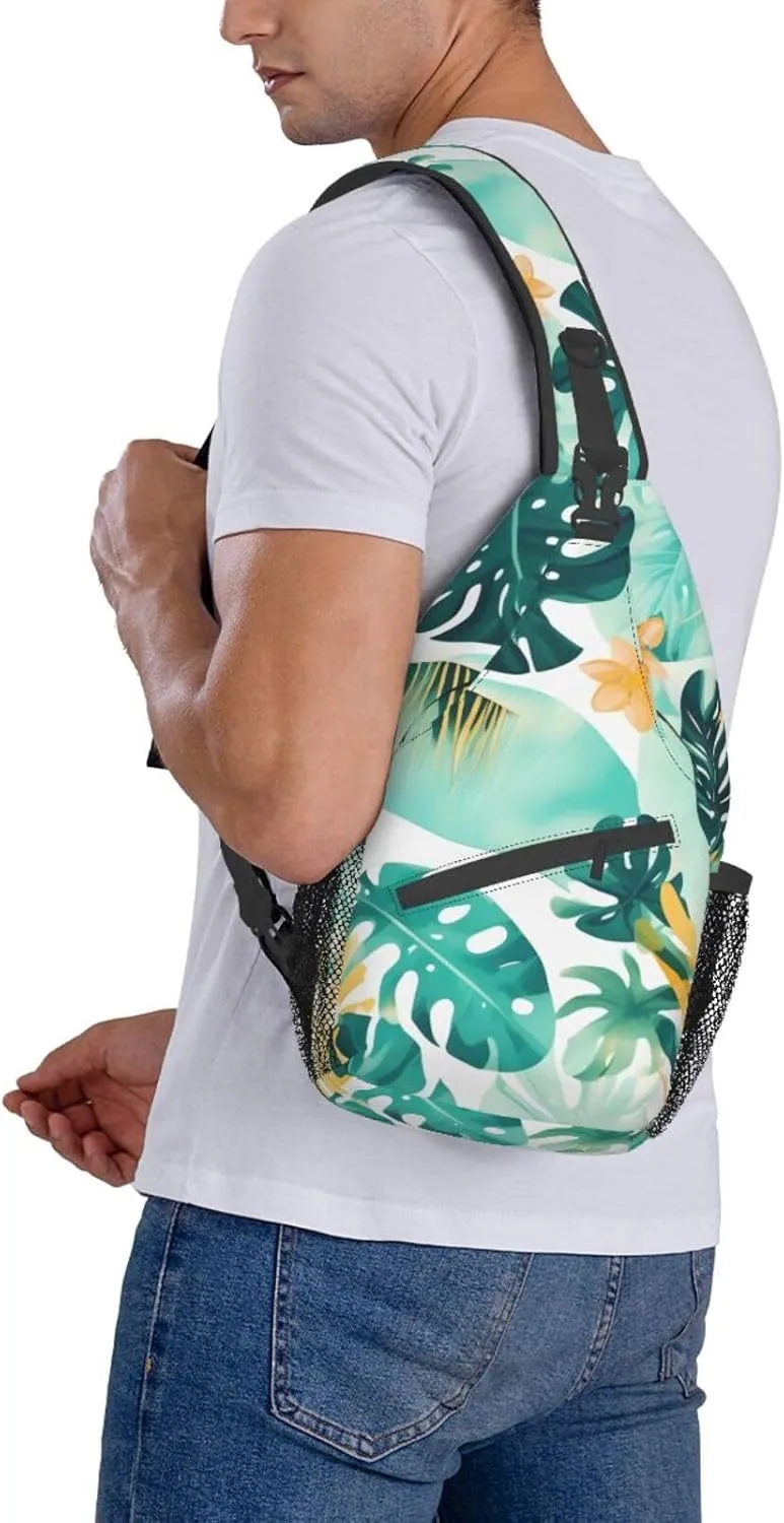 Beach Plantscape Unisex Casual Diagonal Chest Bag,Multipurpose Crossbody Shoulder Bag Travel Hiking Daypack