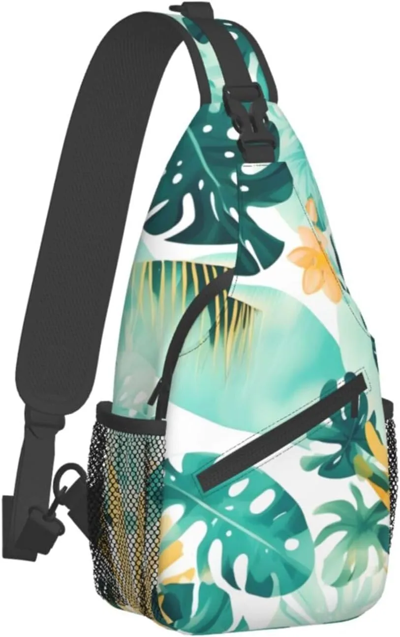 Beach Plantscape Unisex Casual Diagonal Chest Bag,Multipurpose Crossbody Shoulder Bag Travel Hiking Daypack