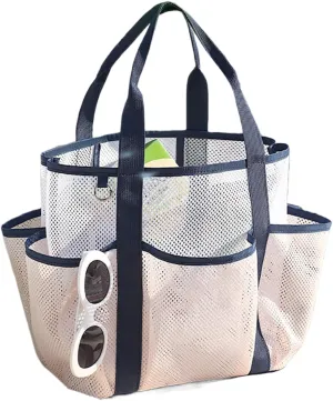 Beach Tote | Foldable Travel Cosmetic Pouch | Quick-Dry Large Mesh Bag for Yoga Vacation Poolside Lounging Fishing Trip