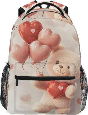 Bear with Balloons Backpack 3rd 4th 5th Grade School Bookbag Travel Laptop Daypack Bag Purse for Boys Girls Teens