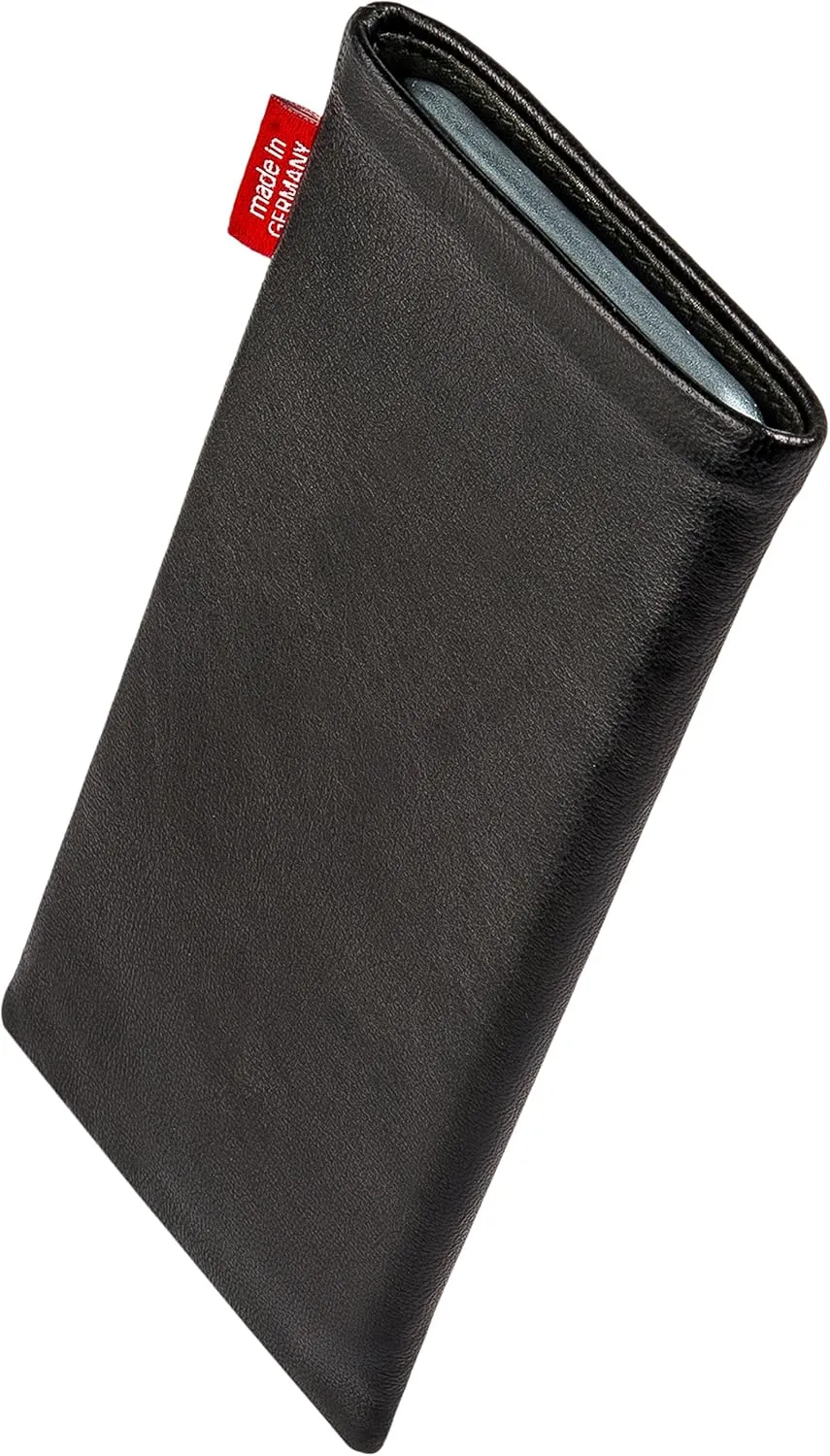 Beat Black Custom Tailored Sleeve for Mobistel Cynus E4. Fine Nappa Leather Pouch with Integrated Microfibre Lining for Display Cleaning