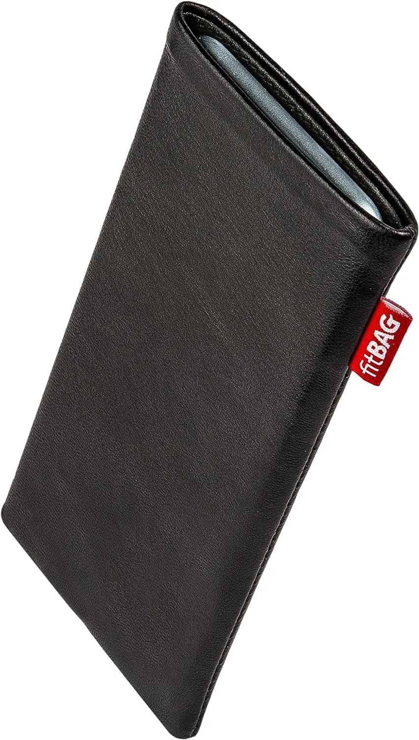 Beat Black Custom Tailored Sleeve for Mobistel Cynus E4. Fine Nappa Leather Pouch with Integrated Microfibre Lining for Display Cleaning