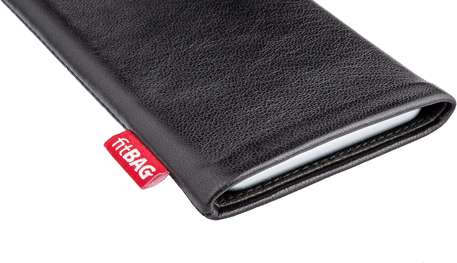 Beat Black Custom Tailored Sleeve for Mobistel Cynus E4. Fine Nappa Leather Pouch with Integrated Microfibre Lining for Display Cleaning