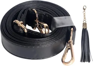 Beaulegan Classic Long Purse Strap Replacement, Microfiber Leather, Adjustable for Crossbody/Shoulder Bag, 0.5 Inch Wide (Black/Gold)