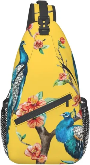 Beautiful Peacock Unisex Casual Diagonal Chest Bag,Multipurpose Crossbody Shoulder Bag Travel Hiking Daypack