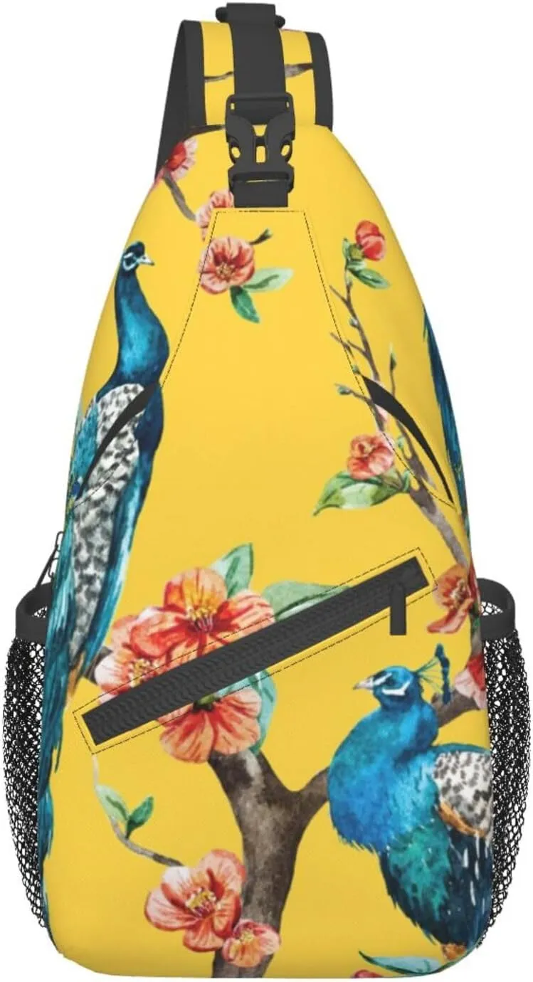 Beautiful Peacock Unisex Casual Diagonal Chest Bag,Multipurpose Crossbody Shoulder Bag Travel Hiking Daypack