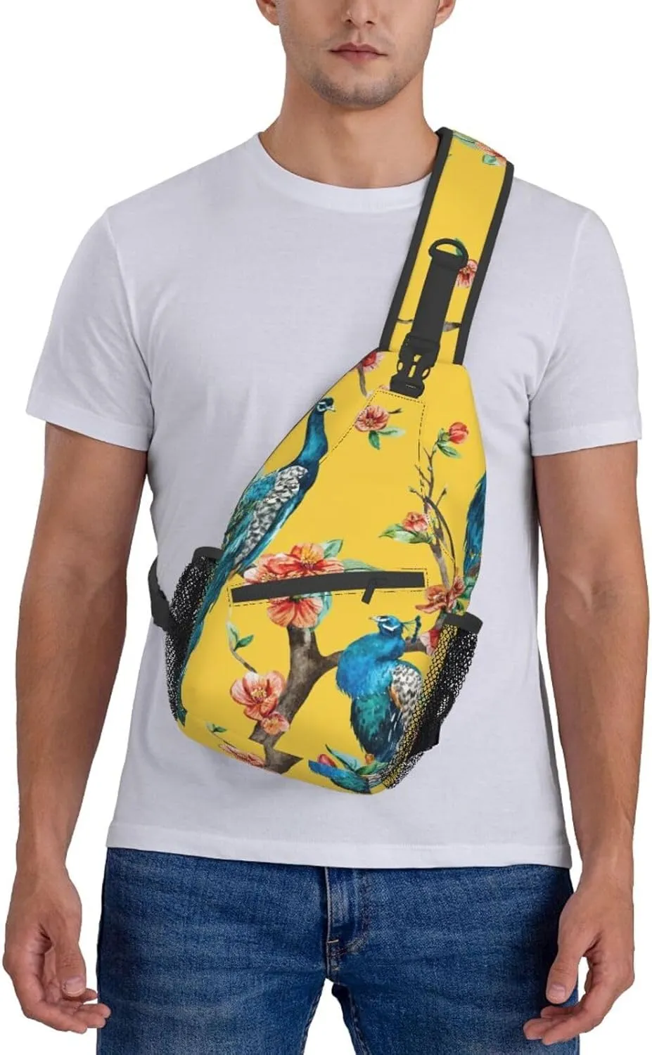 Beautiful Peacock Unisex Casual Diagonal Chest Bag,Multipurpose Crossbody Shoulder Bag Travel Hiking Daypack