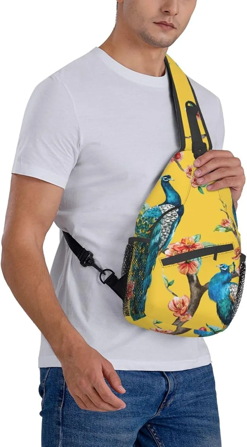 Beautiful Peacock Unisex Casual Diagonal Chest Bag,Multipurpose Crossbody Shoulder Bag Travel Hiking Daypack