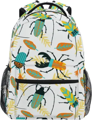 Beetle Leaves Pattern Cute Boys Girls Kids School Backpacks Bookbag, School Bag Travel Backpack Daypack