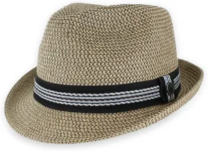 Belfry Men Women Summer Straw Trilby Fedora Hat in Blue Tan Black Luz Tan MED