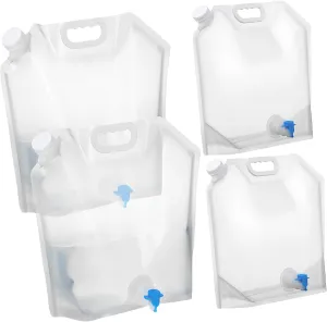 BESPORTBLE Collapsible Water Tanks 4-pack Transparent Emergency Water Pouches for Sports Camping Hiking Spout