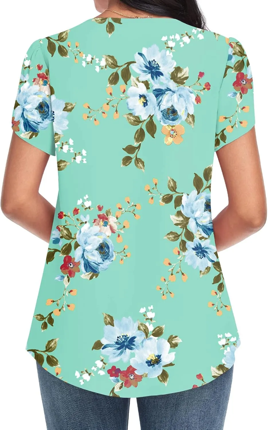 Bestbee Women's Dressy Chiffon Blouses V Neck Tops Tee 2025 Summer Shirts Petal Short Sleeve Casual T-Shirts