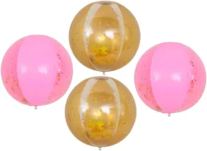 BESTonZON 4pcs Inflatable Sequin Beach Transparent Glitter Pool Toys for Family Fun for for All Ages