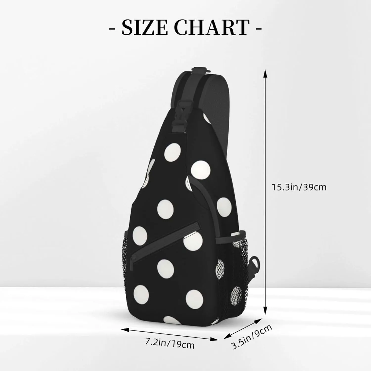Black And White Polka Dots Unisex Casual Diagonal Chest Bag,Multipurpose Crossbody Shoulder Bag Travel Hiking Daypack