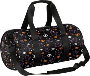 Black Cat Skull Gym Bag Small Gym Duffel Bags for Men Women Overnight Weekender Bag Lightweight Sport Duffle Bag Carry On Gymbag