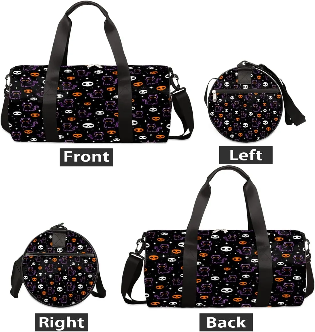 Black Cat Skull Gym Bag Small Gym Duffel Bags for Men Women Overnight Weekender Bag Lightweight Sport Duffle Bag Carry On Gymbag