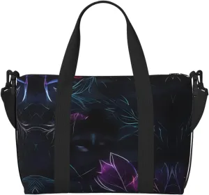 Black mystery Hand-held travel bag, messenger casual handbag, suitable for work, travel, fitness, tourism, women's zipper storage bag,