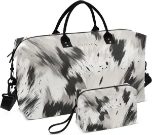 Black White Strip Travel Duffle Bag Gym Yoga Carry on Bags for Men Women Weekender Bag