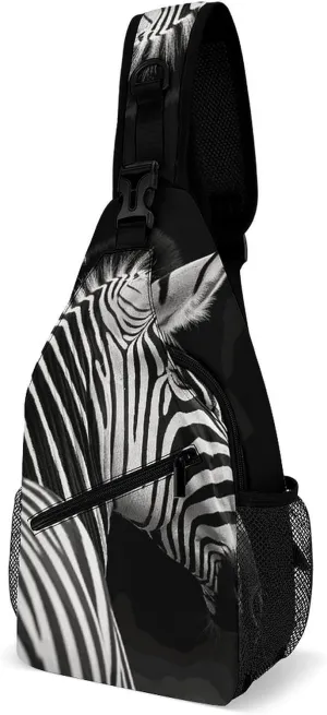 Black White Zebra Crossbody Sling Bag for Women Men Sling Backpack Travel Chest Bag Pack Man Purse Shoulder Bags Daypack for Travel Hiking Cycling