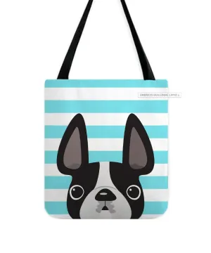 Black&White Pied / Striped French Bulldog Tote Bag