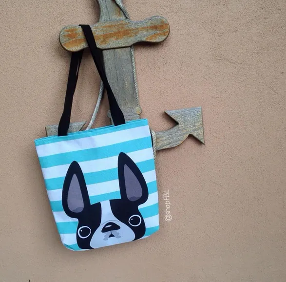 Black&White Pied / Striped French Bulldog Tote Bag