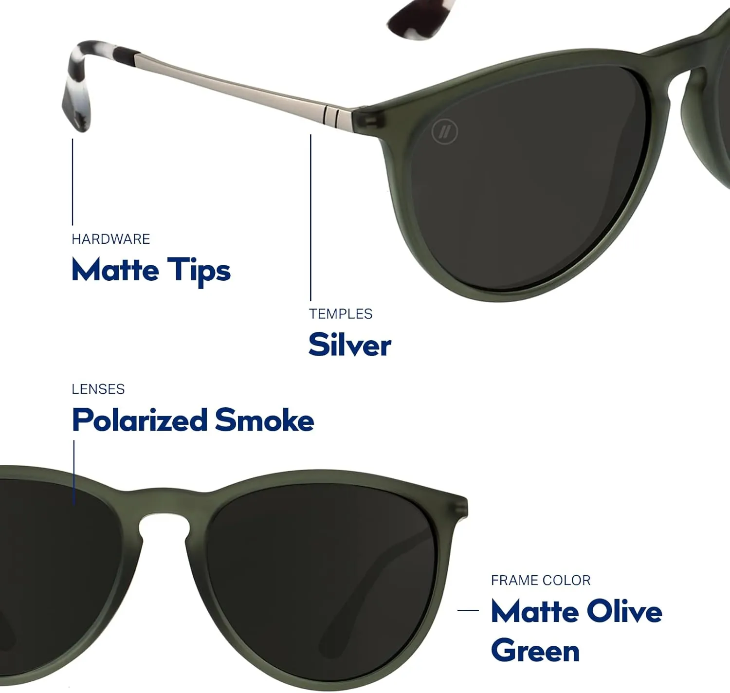 Blenders Eyewear North Park – Polarized Sunglasses – Classic Shape, Mixed Metal Frame – 100% UV Protection – For Men & Women