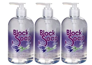 BLOCKSOAP FOR MIND & BODY Lavender Liquid Hand Soap with Olive Oil, Coconut Oil and Shea Butter (12.25 Fluid Ounces) - 3 Pack