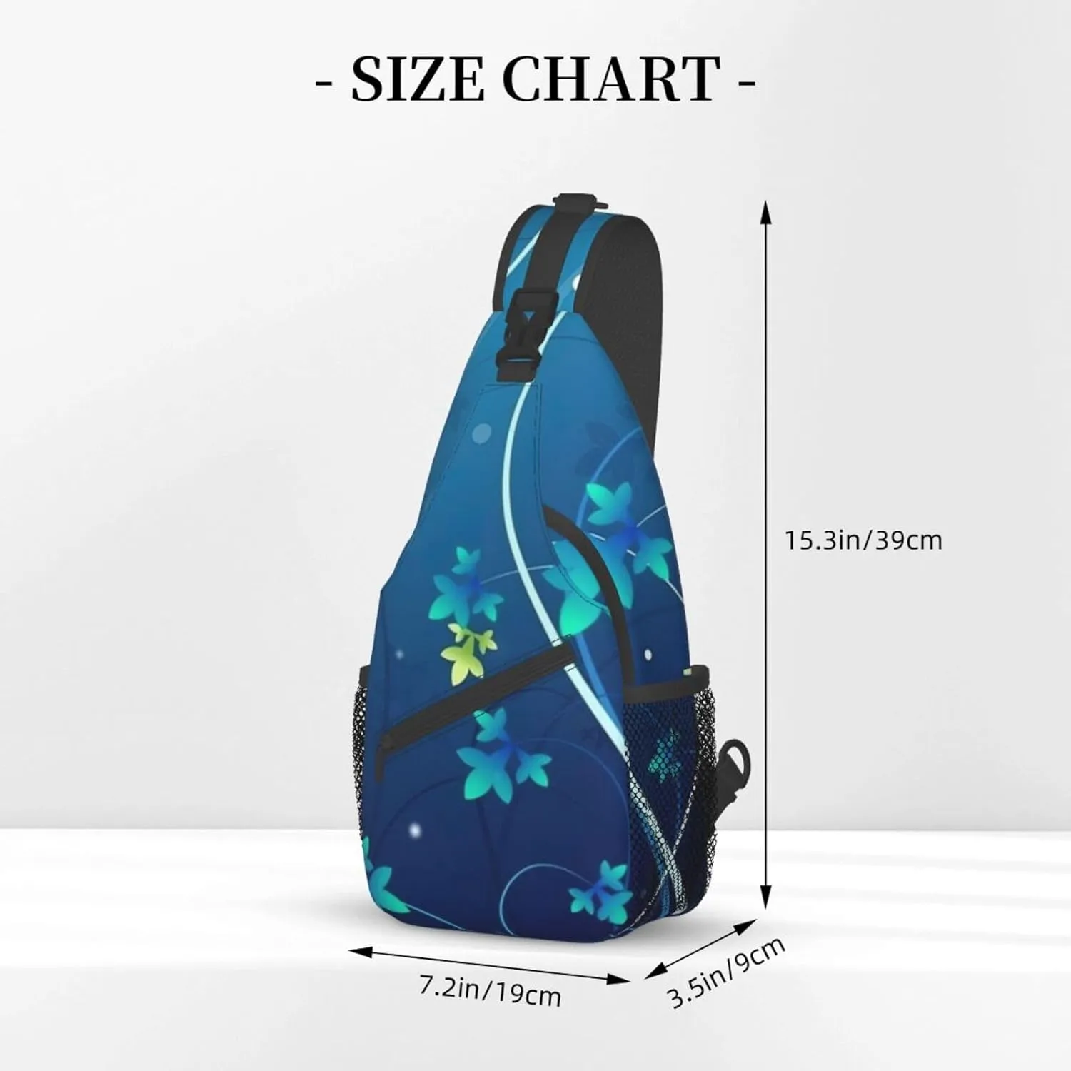 Blue Mini Flower Swirl Unisex Casual Diagonal Chest Bag,Multipurpose Crossbody Shoulder Bag Travel Hiking Daypack