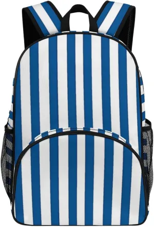 Blue Striped Backpack Print Laptop Bag Shoulder Bags Travel Casual Daypacks For Women Men