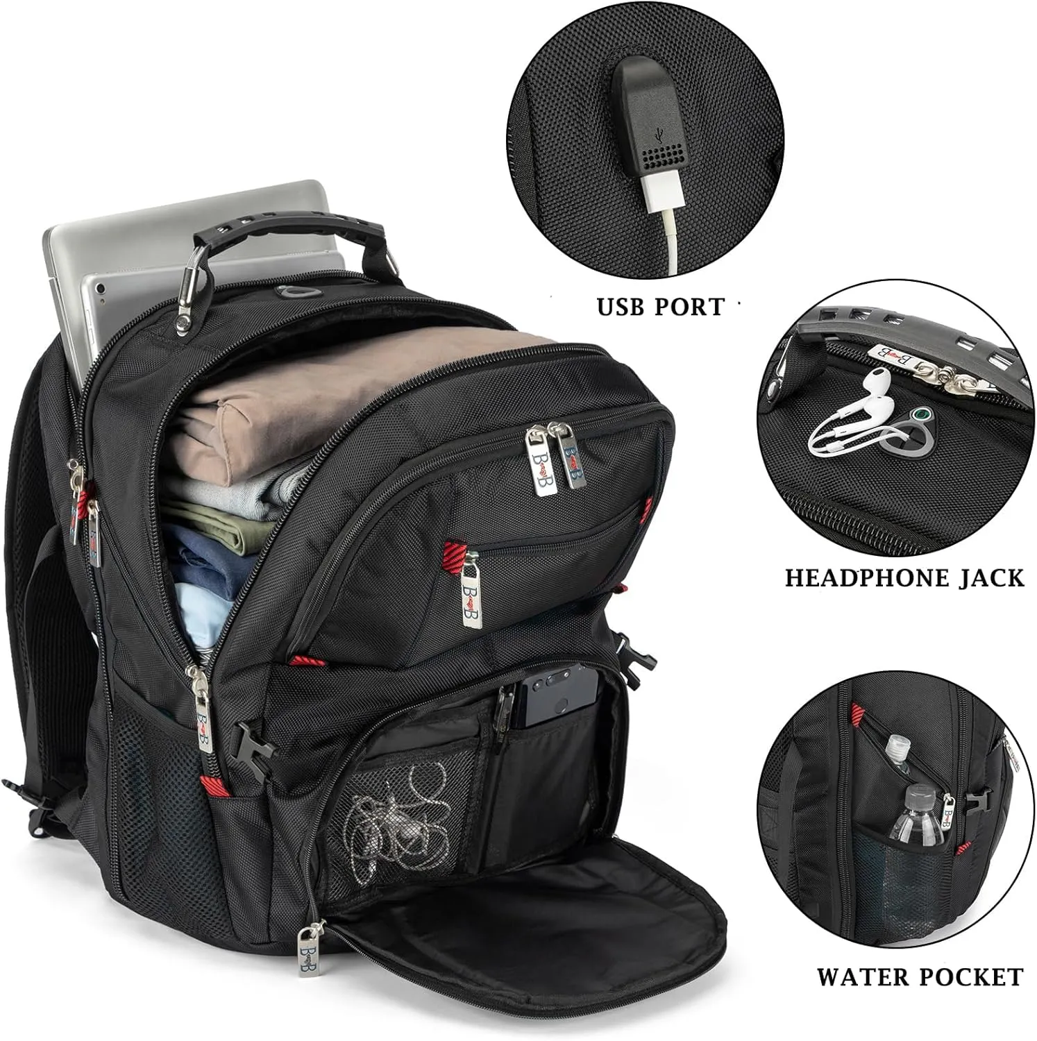 Boardingblue 17x13x8 Inches Laptop College Travel Backpacks for Men Women, Under-Seat Backpack for JetBlue, Spirit, Frontier(Black)