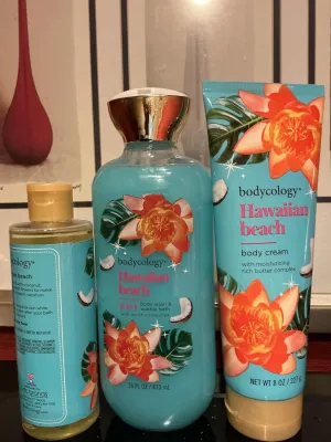 Bodyc.ology 3 in 1 Body Wash & Bubble Bath, Hawaiian Beach, Body & Bath Oil 16 fl oz, pack 3
