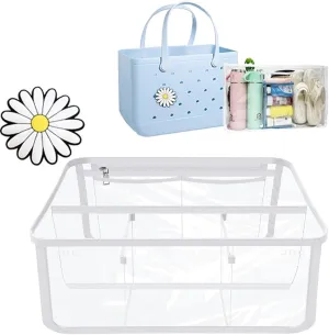 Bogg Bag Organizer&Charm Accessories, Waterproof Clear Beach Storage Bag Insert Divider,Compatible with for Bogg Bag XL (White)