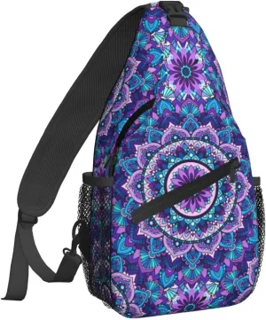 Bohemian Style Mandala Print Sling Backpack Crossbody Sling Bag for Women Men Shoulder Bag Travel Hiking Daypack