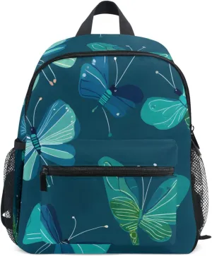Bolaz Upgraded Backpack for School Teenagers Girls Boys-Blue Green Butterfly Pattern,Travel Bag with Chest Buckle and Whistle