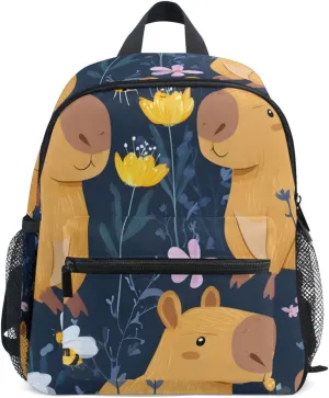 Bolaz Upgraded Backpack for School Teenagers Girls Boys-Capybara Flower Bee Pattern,Travel Bag with Chest Buckle and Whistle