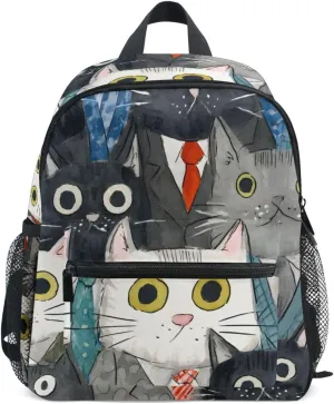 Bolaz Upgraded Backpack for School Teenagers Girls Boys-Cat Pattern,Travel Bag with Chest Buckle and Whistle