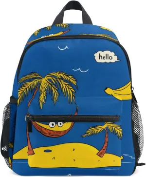 Bolaz Upgraded Backpack for School Teenagers Girls Boys-Cute Banana Pattern,Travel Bag with Chest Buckle and Whistle