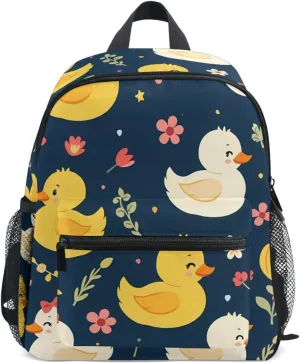 Bolaz Upgraded Backpack for School Teenagers Girls Boys-Duck Flower Pattern,Travel Bag with Chest Buckle and Whistle