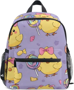 Bolaz Upgraded Backpack for School Teenagers Girls Boys-Duck Holding Lollipop Pattern,Travel Bag with Chest Buckle and Whistle