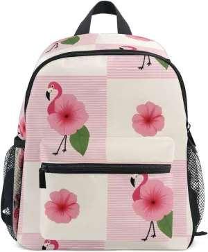 Bolaz Upgraded Backpack for School Teenagers Girls Boys-Flamingo Flower Plaid Pattern,Travel Bag with Chest Buckle and Whistle